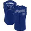 Custom Royal Royal-White Authentic Sleeveless Baseball Jersey