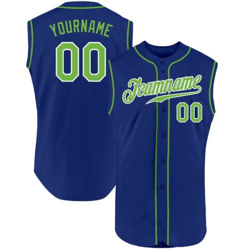 Royal0314 Custom Royal Neon Green-White Authentic Sleeveless Baseball Jersey