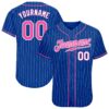 Custom Royal White Pinstripe Pink-White Authentic Baseball Jersey