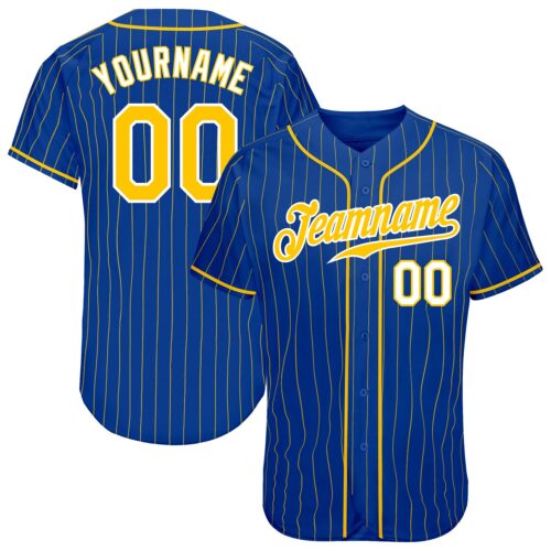 Royal0333 Custom Royal Gold Pinstripe Gold-White Authentic Baseball Jersey