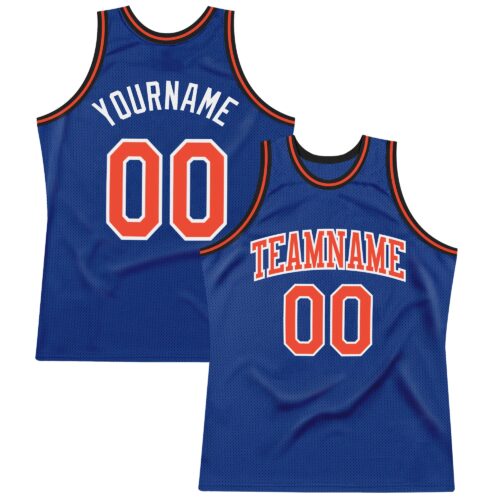 Royal0341 Custom Royal Orange-White Authentic Throwback Basketball Jersey