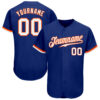 Custom Royal White-Orange Authentic Baseball Jersey