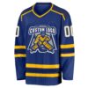 Custom Royal White Navy-Gold Hockey Jersey
