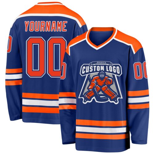 Royal0395 Custom Royal Orange-White Hockey Jersey
