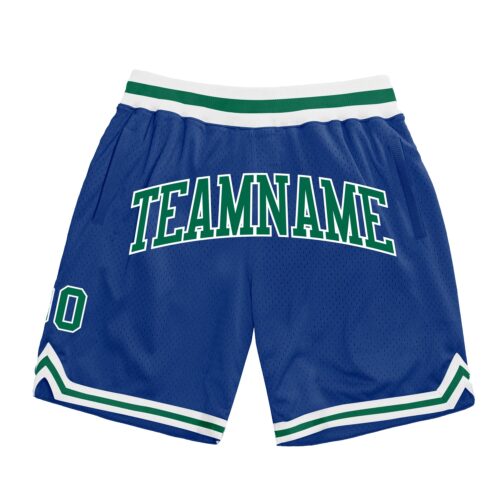 Royal0430 Custom Royal Kelly Green-White Authentic Throwback Basketball Shorts
