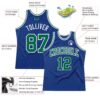 Custom Royal Kelly Green-White Authentic Throwback Basketball Jersey