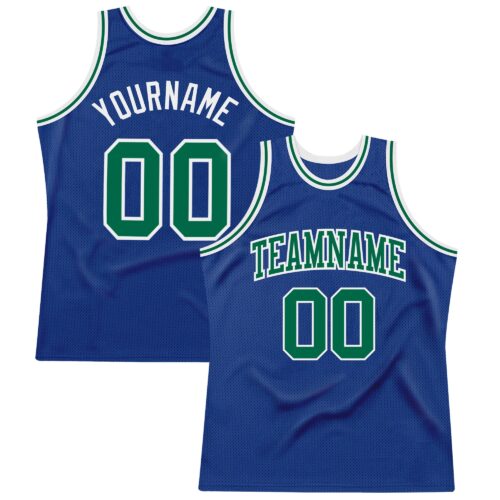 Royal0439 Custom Royal Kelly Green-White Authentic Throwback Basketball Jersey