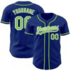 Custom Royal Neon Green-White Authentic Baseball Jersey