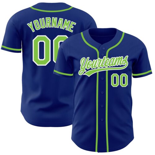 Royal0470 Custom Royal Neon Green-White Authentic Baseball Jersey