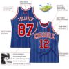 Custom Royal White Pinstripe Red-White Authentic Basketball Jersey