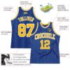 Custom Royal White Pinstripe Gold-White Authentic Basketball Jersey