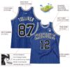 Custom Royal White Pinstripe Black-White Authentic Basketball Jersey