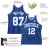 Custom Royal White Pinstripe White-Light Blue Authentic Basketball Jersey