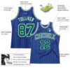 Custom Royal White Pinstripe Kelly Green-White Authentic Basketball Jersey