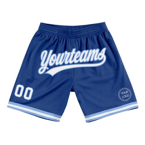 Royal0497 Custom Royal White-Light Blue Authentic Throwback Basketball Shorts