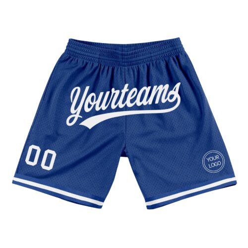 Royal0498 Custom Royal White Authentic Throwback Basketball Shorts