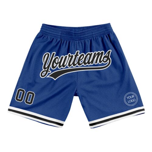 Royal0499 Custom Royal Black-White Authentic Throwback Basketball Shorts