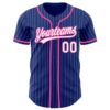 Custom Royal White Pinstripe Pink Authentic Baseball Jersey