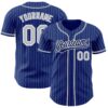 Custom Royal White Pinstripe Gray-Navy Authentic Baseball Jersey