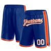 Custom Royal White-Orange Authentic Basketball Shorts
