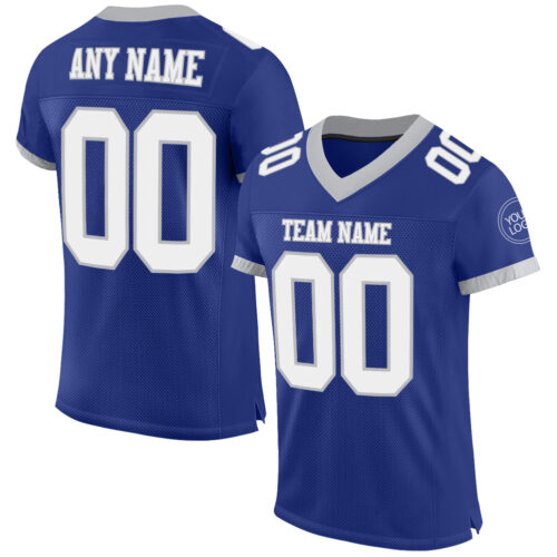 Royal0544 Custom Royal White-Gray Mesh Authentic Football Jersey
