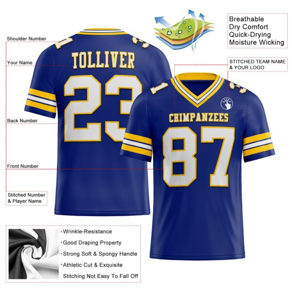 Custom Royal White-Yellow Authentic Football Jersey
