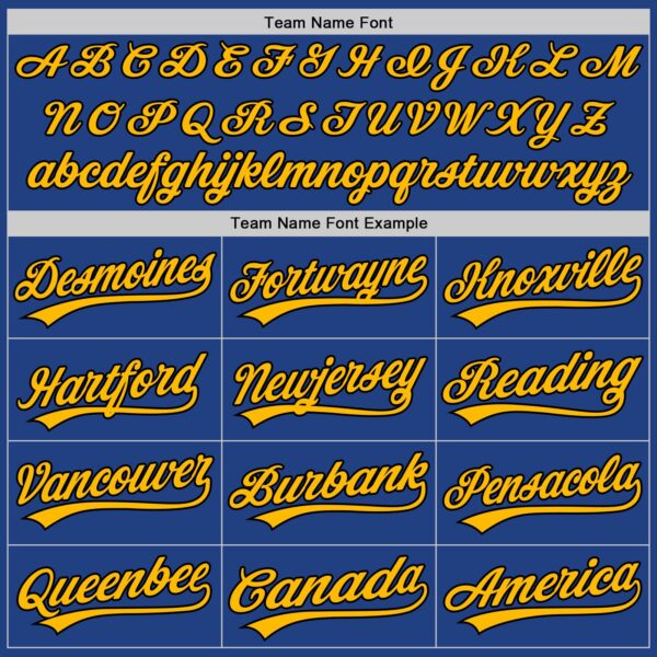 Custom Royal Gold-Black Authentic Throwback Baseball Jersey