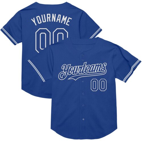 Royal0692 Custom Royal White Mesh Authentic Throwback Baseball Jersey