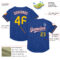 Custom Royal Yellow-Crimson Mesh Authentic Throwback Baseball Jersey