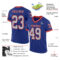 Royal0726-1 Custom Royal Gray-Red Mesh Authentic Throwback Football Jersey