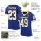 Custom Royal White-Gold Mesh Authentic Throwback Football Jersey
