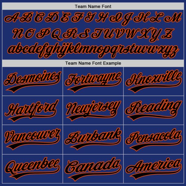 Custom Royal Black-Orange Authentic Throwback Baseball Jersey