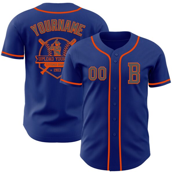 Custom Royal Steel Gray-Orange Authentic Baseball Jersey