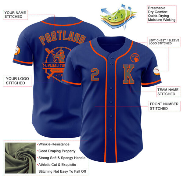 Custom Royal Steel Gray-Orange Authentic Baseball Jersey