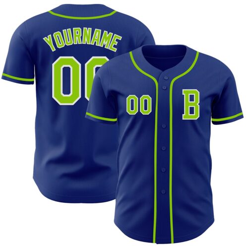 Royal0819_56f91ac3-14eb-4457-9e76-7ded1d9dc8fe Custom Royal Neon Green-White Authentic Baseball Jersey