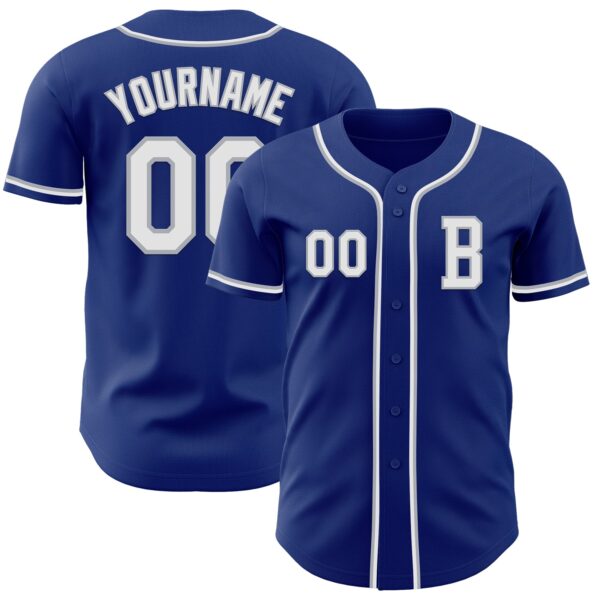 Custom Royal White-Gray Authentic Baseball Jersey