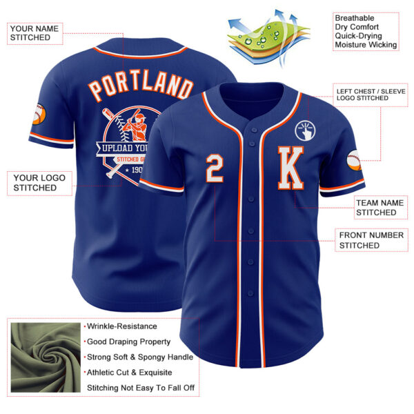 Custom Royal White-Orange Authentic Baseball Jersey