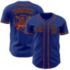 Custom Royal Black-Orange Authentic Baseball Jersey