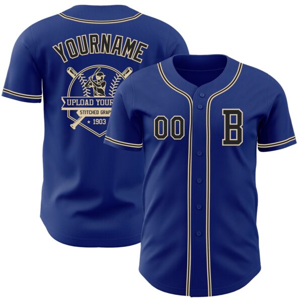 Custom Royal Black-City Cream Authentic Baseball Jersey