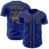 Custom Royal Black-Old Gold Authentic Baseball Jersey
