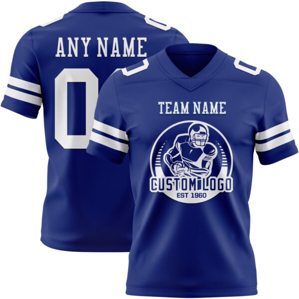 Custom Royal White Authentic Football Jersey