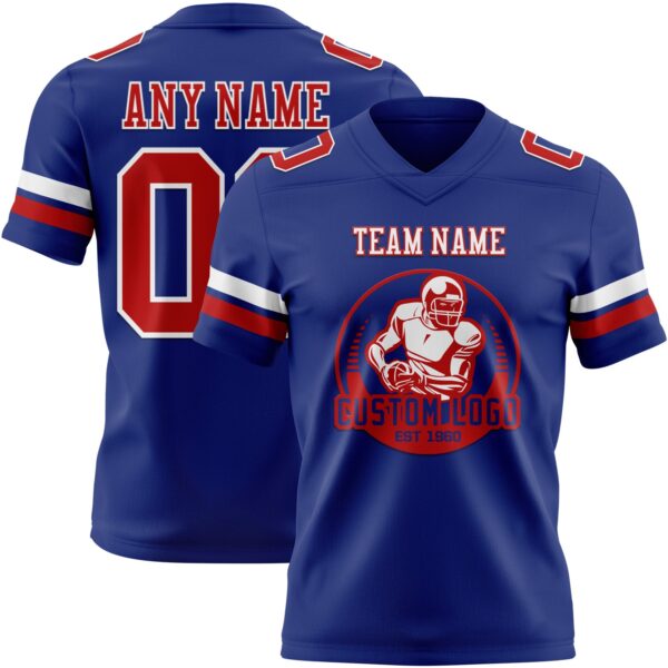 Custom Royal Red-White Authentic Football Jersey