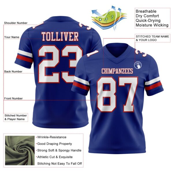 Custom Royal White-Red Authentic Football Jersey