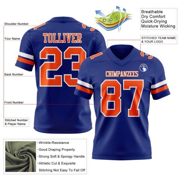 Custom Royal Orange-White Authentic Football Jersey