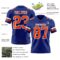Royal0862-2 Custom Royal Orange-White Authentic Football Jersey