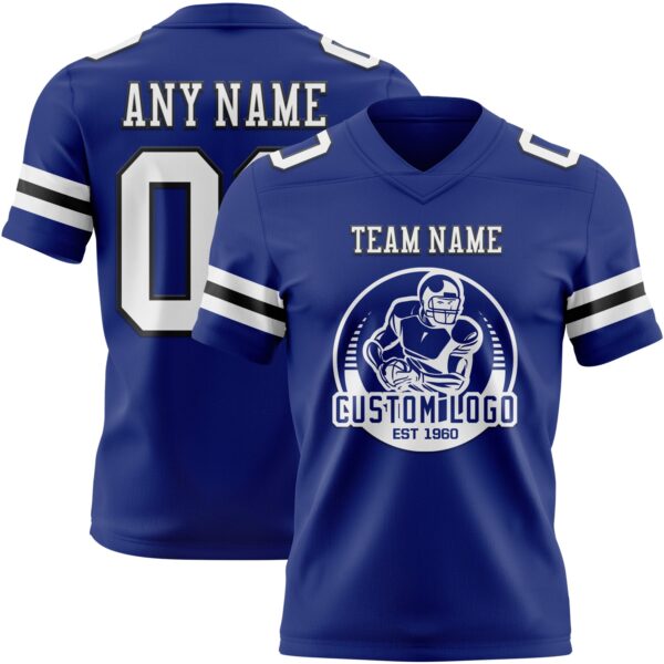 Custom Royal White-Black Authentic Football Jersey