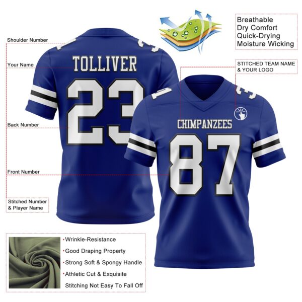 Custom Royal White-Black Authentic Football Jersey