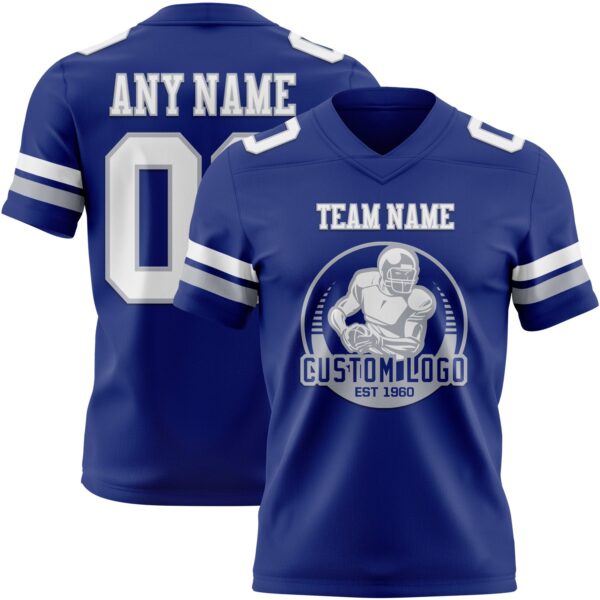 Custom Royal White-Gray Authentic Football Jersey
