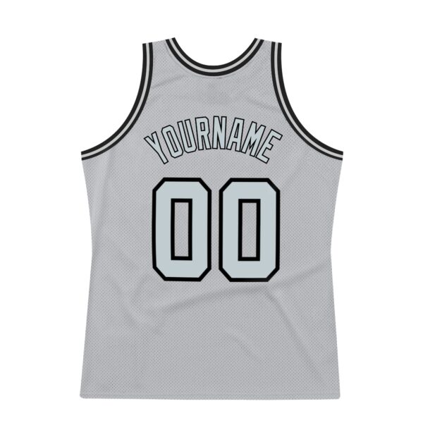 Custom Gray Silver-Black Authentic Throwback Basketball Jersey