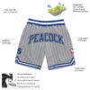 Custom Gray Black Pinstripe Royal-White Authentic Basketball Shorts